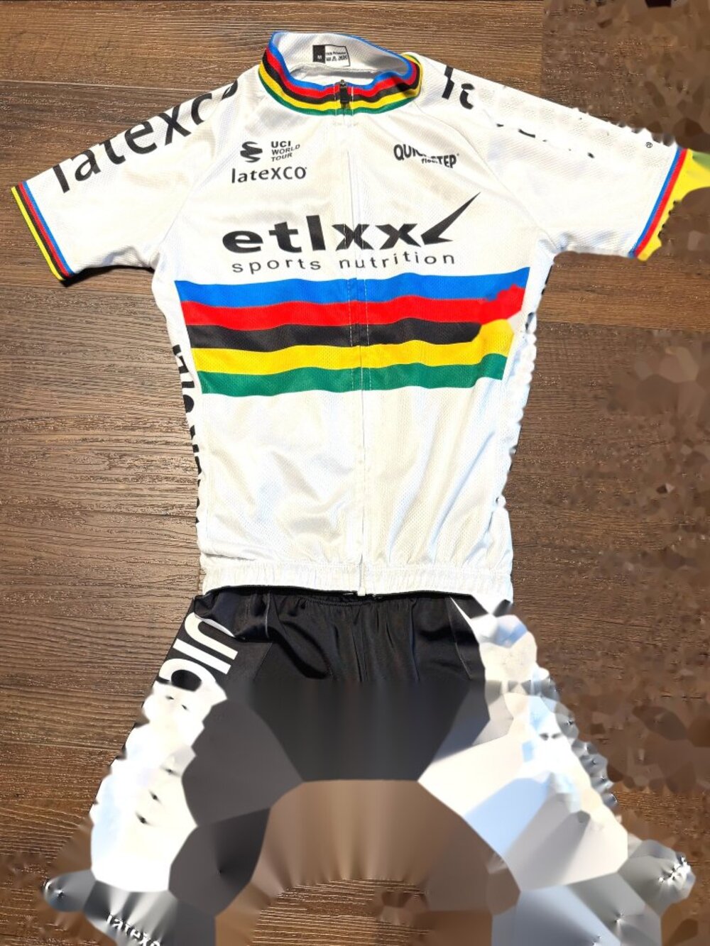 Kids M 8-10 Quick-Step Etixx UCI World Champ Rainbow Cycling Jersey Shorts Set
